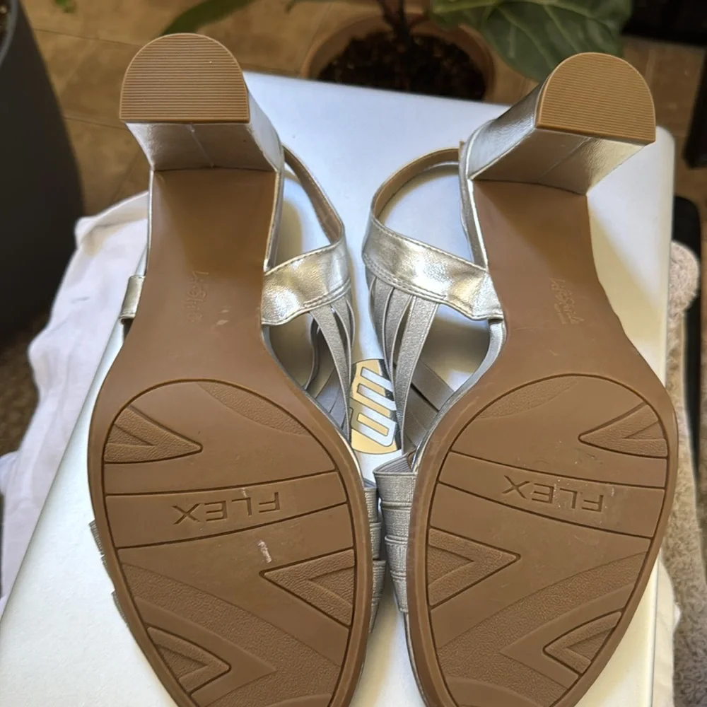 LifeStride, Silver, Size 11 “Amy Slingbacks,” open toe and heel pumps. - Picture 5 of 8